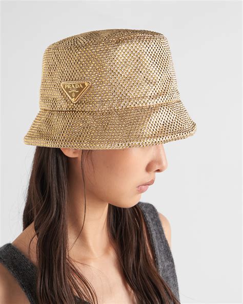 Platinum Satin Bucket Hat With Crystals 